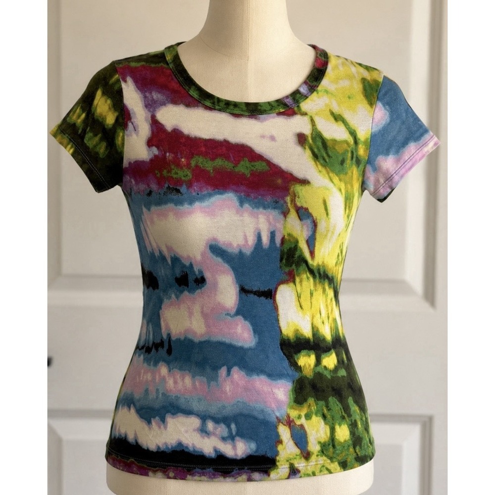 VERA WANG SIMPLY VERA T Shirt Short Sleeve Size XS XSmall Multicolored BEAUTIFUL